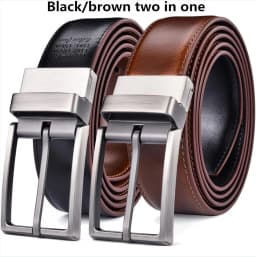 1Pcs Men's Leather Reversible Belt - Classic & Fashion Designs Two in One Belts With Rotated Buckle Ceinture Size 75-160cm