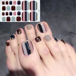 22Tips/Sheet Nail Sticker Adhesive Toenail Art Polish Tips French Glitter Sequins Nail Wraps Strips Easy Toenail Sticker