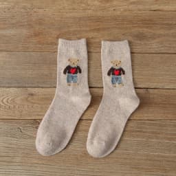 Cartoon Bear Socks Women Autumn Winter Thick Warm Socks Korean Cute Kawaii Harajuku Designer Fashion Socks Women