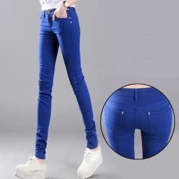 Women Color Pants Super Comfy Stretch Pull-On Classic Skinny Pants Ease Into Comfort Stretch Slim Pencil Trousers with Pocket