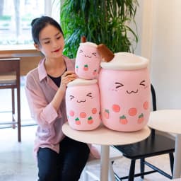 25-70cm Cartoon Fruit Bubble Tea Cup pillow stuffed soft Drink Apple Milk Tea back cushion fast food gifts for kids birthday