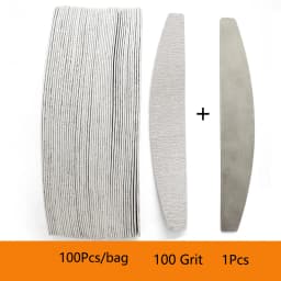 100/50Pcs 100 180 240 Grey Professional Nail Files Double-sided Strips Manicure Nail Art Files Bulk Removalble Nail Art Files