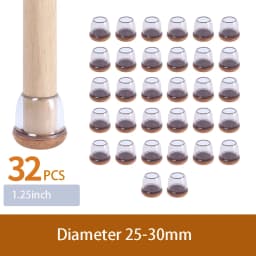 32PCS Table Chair Leg Floor Caps Cover Protectors Non Slip Square TPR Furniture Glides Feet Felt Pads Hardwood Floors Protector
