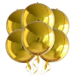 6pcs 22 Inchs Rose Gold Big 4D Balloons 360 Degree Round Metallic Rose Gold Balloons Birthday Baby Shower Wedding Decorations
