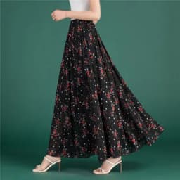 Female Summer Elegant Plus Size 4XL 5XL 6XL Fashion Polka Dot Black Chiffon Long Maxi Ladies Skirts for Womens