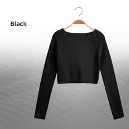Girls Ballet Dance Sweater Elastic Flat Shoulder Sweater Teen Children Autumn Winter Dance Pullovers Long Sleeve Knitwear