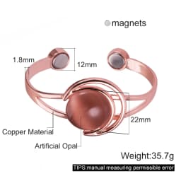Dolphin Pure Copper Bracelets for Women Green Artificial Opal Magnetic Bangles Benefits Simple Adjustable Cuff Jewelry Female