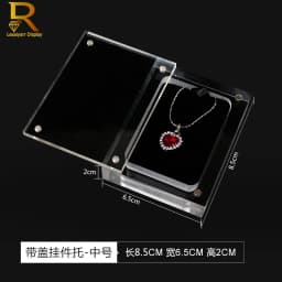Acrylic Glass Top Gem Box White & Black Showcase Gemstone Casket Diamond Display Stand Holder Necklace Storage Organizer Case