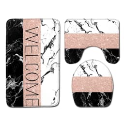 Marble Floor Mat for Bathroom Decor, Door Mat, Waterproof Carpet, Toilet Seat Cover, 3 Piece Set