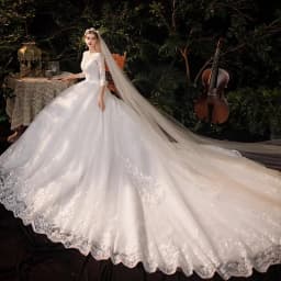Boat Neck Wedding Gown With Train 2026 Three Quarter Sleeve Lace Up Bridal Ball Gown Robe De Mariee Vestido De Noiva Customized