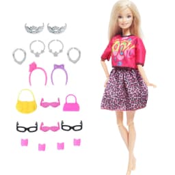 14 Pcs / Lot = 1x Fairy Tale Doll Dress + 13x Random Accessories Shoes Handbag Glasses Clothes for 11.5'' Doll Girl Baby Toys