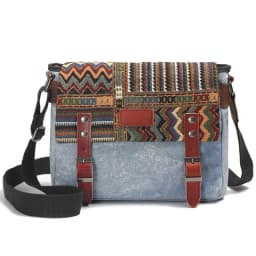 High Quality Waxed Canvas Shoulder Bag National Style Crossbody Bag Young Men Patchwork Color Flap Sling Bag