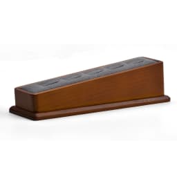 Oirlv 5 Grids Solid Wooden Ring Display Stand with Microfiber Jewelry Organizer Rack for Women and Men