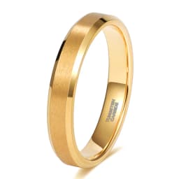 Tigrade Gold Plated Wedding Ring for Women 2/4/6/8mm Wide Brushed Tungsten Men's Ring Luxury Anniversary Jewelry for Couple Gift