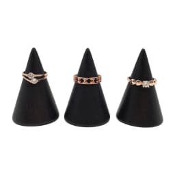 Vintage Black Wooden Ring Holder Display Cone Rack Solid Wood Finger Trinket Stand Storage Organizer Jewelry Ring Stack Showcase