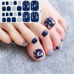 22Tips/Sheet Nail Sticker Adhesive Toenail Art Polish Tips French Glitter Sequins Nail Wraps Strips Easy Toenail Sticker