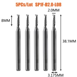 Dreanique 5pc/lot Single Flute Spiral End Mill CNC 3D Advertisement Engraving 1 Flute Bit for wood Acrylic Aluminum Plastics Cut