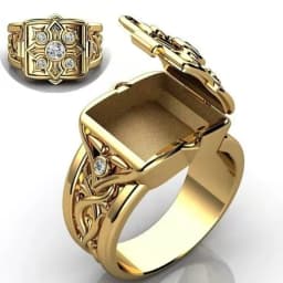 Unique Heart Love in Hand Locket Coffin Ring Secret Small Room Openable Lid Ring for Men Women Party Jewelry