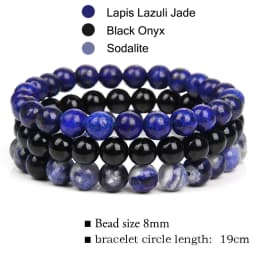 3Pcs/Set Natural Stone Bracelet Rose Quartzs Obsidian Amethysts Tiger Eye Beads Elastic Bracelet For Women Men Health Protection