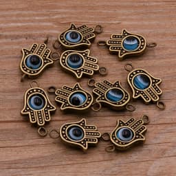 10PCS 13*22mm Fatima Hamsa Hand 10 Color Evil Eye Spacer Bead Connector For DIY Bracelets Necklace Jewelry Handmade Making