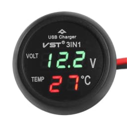 3 in 1 DC 12V/24V LED Digital Meter Display USB Car Charger Voltmeter Thermometer Car Battery Monitor LED Digital Dual Display