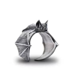 Vintage Punk Ancient Silver Bat Ring Personalized Popular Men and Women Fashion Jewellery Animal Rings Adjustable Opening