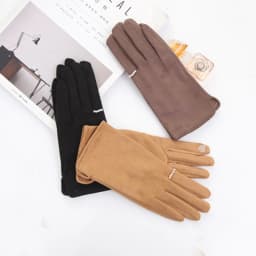 Women's Winter Plus Velvet Thicken Warm Touch Screen Gloves Elegant Pearl Suede Windproof Full Finger Cycling Driving Gloves K43