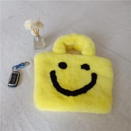 Cute Smiley Face Women Plush Shoulder Bag Soft Faux Fur Ladies Chain Messenger Bags Fashion Female Small Purse Handbags Bolsas가방