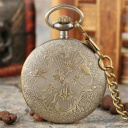 Bronze Retro Roman Numerals Display Quartz Pocket Watch Vintage Pendant Clock for Men Women Fob Sweater Chain / Hanging Chain