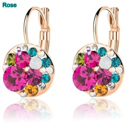 New Fashion Silver Crystals Earrings Leverback Dangle Hoop Earring Party Jewelry for Women Gifts
