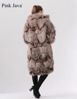 Ppink java QC19036 real fur coat women winter fashion jacket long coat real fox fur fur coat new available hot sale
