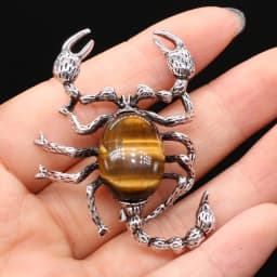Natural Stone Shell Scorpion Brooch Pins Rose Quartzs Pendant for Women DIY Necklace or Dual Use Brooches Jewelry Accessories