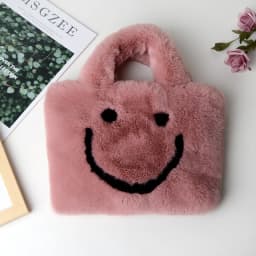 Cute Smiley Face Women Plush Shoulder Bag Soft Faux Fur Ladies Chain Messenger Bags Fashion Female Small Purse Handbags Bolsas가방