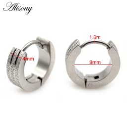 Alisouy 2pcs New Frosted Scrub Groove Ear Earring Stainless Steel Small Circle Hoop Earrings for Women Men Punk Piercing Jewelry