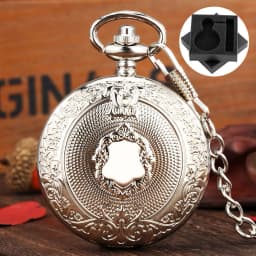 Roman Numerals Display Dial Exquisite Black/Silver/Bronze/Gold Quartz Pocket Watches Men Retro Pendant Clock with Pocket Chain