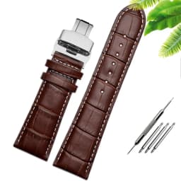 23mm 24mm 26mm 28mm big width-black brownButterfly clasp Mens Alligator Genuine Leather Watch-Strap Band bracelets free shipping