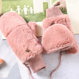 Women Winter Keep Warm Plus Cashmere Thicken Cute Lovely Solid Mittens Full Finger Flip Gloves Outdoor Cycling Windproof Soft