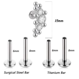 1PC G23 Titanium&Steel 16G CZ Gem Triangle Labret Lip Ring Crystal Cluster Ear Cartilage Tragus Helix Piercing Screw Fit Top 16g