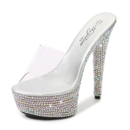 SDTRFT Summer 20cm Stiletto Transparent PVC Slippers 13cm Shoes Woman 15cm Thin Heels Open Toe Sexy 17cm Sandals Diamond Pumps