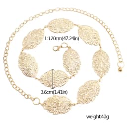 Leaf Shaped Hollow Out Chain Belt For Women Elegant Gold Silver Color Metal Waistband Ladies Fashion Wedding Dress Girdle Strap