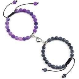 Hot Couple Distance Bracelets 2pcs/set Natural Stone Beads Braided Bracelet Lovers Heart Magnet Adjustable Bangle Friend Jewelry
