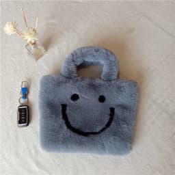 Cute Smiley Face Women Plush Shoulder Bag Soft Faux Fur Ladies Chain Messenger Bags Fashion Female Small Purse Handbags Bolsas가방