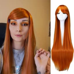 Long Straight Cosplay Wig Black Purple Black Red Pink Blue Dark Brown 100 Cm Synthetic Hair Wigs