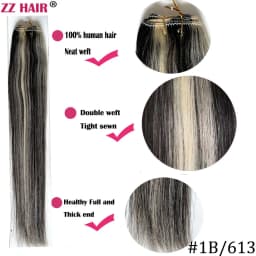 ZZHAIR 100% Human Hair Extensions 16"-26" Machine Made Remy Hair Weft Weaving 100g/Pcs Straight Natural Silk Non-clips