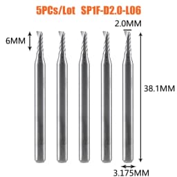 Dreanique 5pc/lot Single Flute Spiral End Mill CNC 3D Advertisement Engraving 1 Flute Bit for wood Acrylic Aluminum Plastics Cut