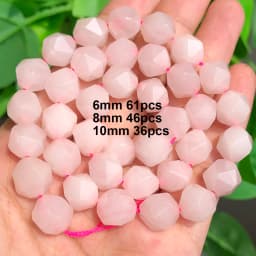 Natural Rose Quartz Beads Matte Pink Crystal Heart Faceted Round Loose Stone Beads for Jewelry Making DIY Handmade Bracelet