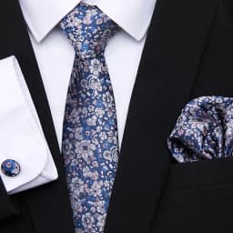 Hot Sale 7.5 cm Tie Pocket Squares Cufflink Set Necktie Pink Purple Hombre Printed Formal Clothing Accessories Fit Party