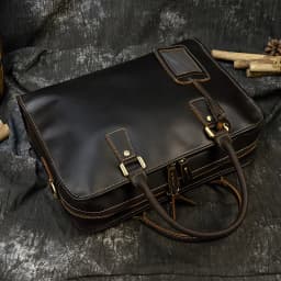 Newsbirds Mens Leather Handbag 15.6 Inch PC Notebook Laptop Briefcase Shoulder Bag 100% Cowhide Man Bag Male Business Bag