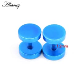 Alisouy 2pcs Gothic Stainless Steel Barbell Round Stud Earrings For Women Men Dumbbell Pierceing Earrings Punk Fashion Jewelry
