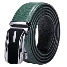 High Quality Green Faux Leather Belts For Men Metal Automatic Buckle Men's Belt Luxury Famous Brand Waist Strap DiBanGu